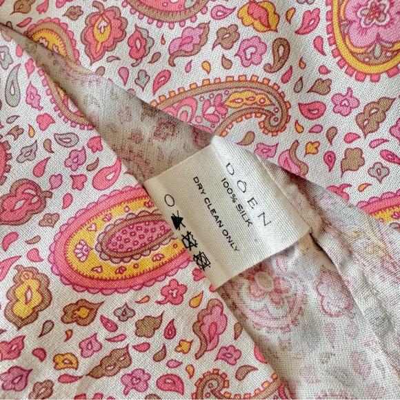 ✨💋SOLD💋🌺🌼DÔEN ‘Tybee’ Silk Satin Golden Hour Paisley Mini Dress XS✨ - Picture 12 of 16